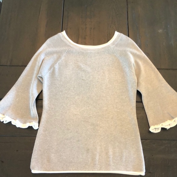 Vila Milano Sweaters - Vila Milano grey&white ruffle sleeve sweater